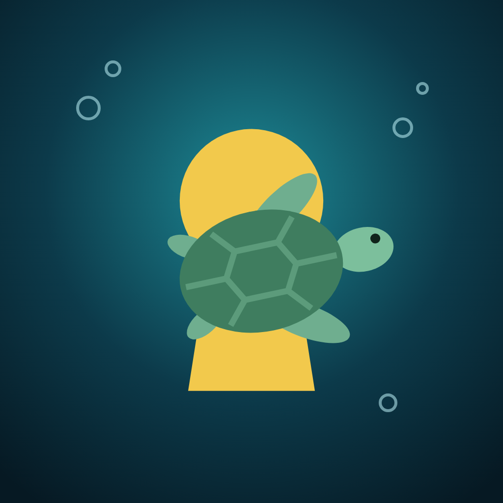 Pip's Escapes app icon: a sea turtle in front of a golden keyhole